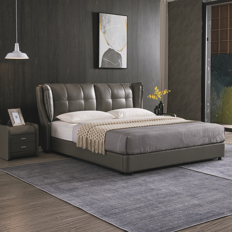 jxf6738 China Modern High End Luxury design Bedroom Furniture Double Bed Leather Bed