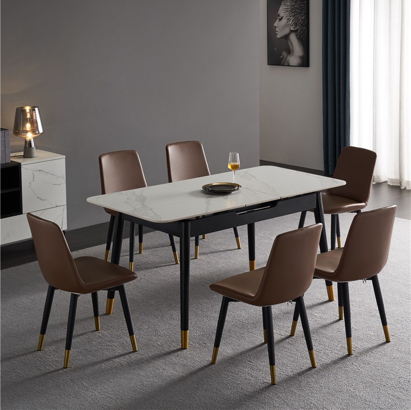 505china modern luxury home furniture wood sintered stone mable top expandable dining table supplier manufacturer factory company-furbyme (6)