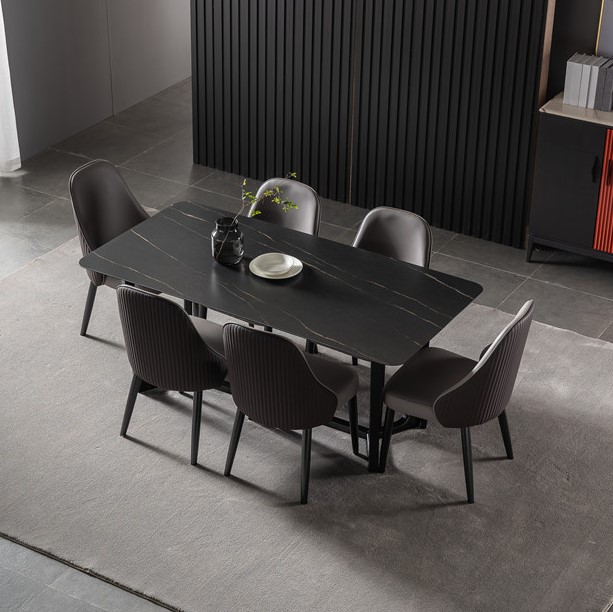 dkf708-china modern luxury home furniture metal slate mable top kitchen dining table supplier manufacturer factory company-furbyme (1)