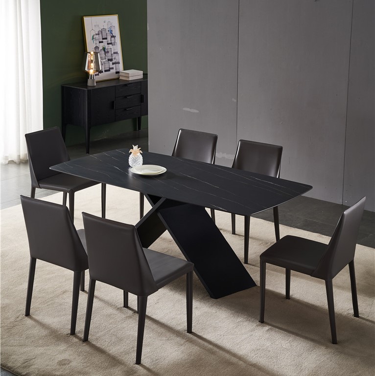 dkf711-china modern luxury home furniture metal slate mable top kitchen dining table supplier manufacturer factory company-furbyme (1)