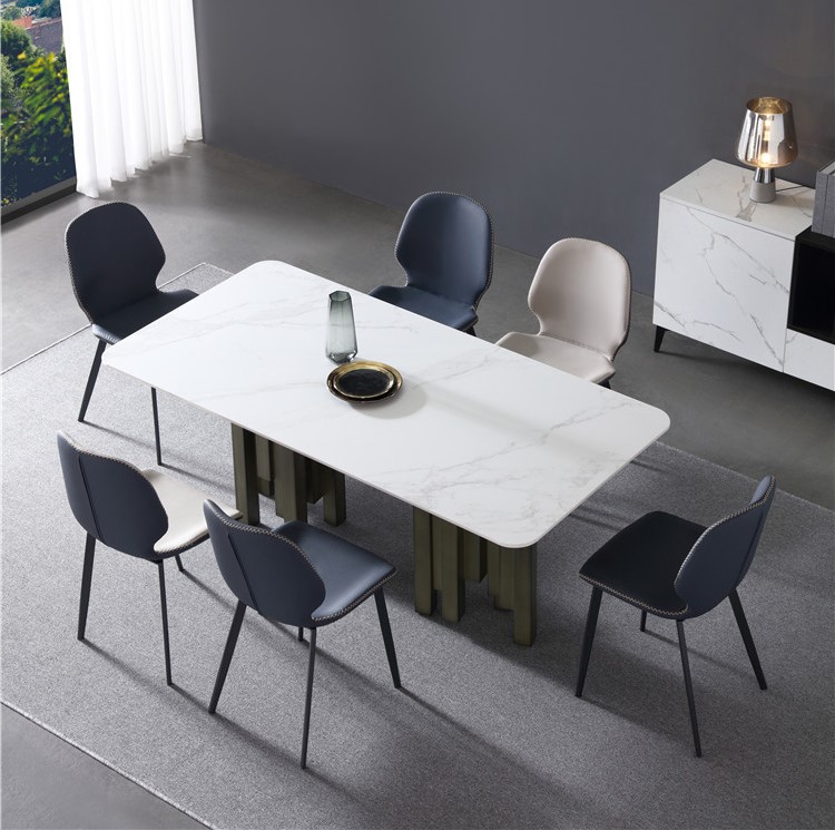 dkf720-china modern luxury home furniture metal slate mable top kitchen dining table supplier manufacturer factory company-furbyme (1)