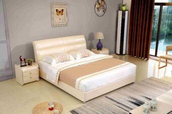 A528-high quality upholstered leather king bed made by china luxury and modern furniture factory and company-furbyme