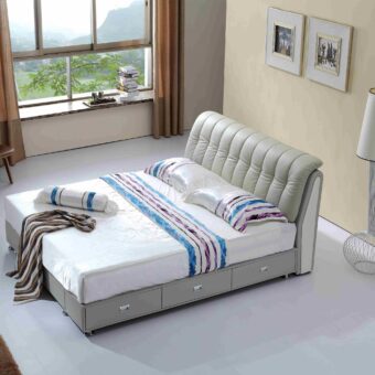 A730-high quality upholstered leather king bed made by china luxury and modern furniture factory and company-furbyme