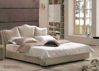 A8613-high quality upholstered leather king bed made by china luxury and modern furniture factory and company-furbyme