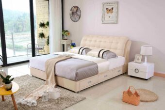 A8650-high quality upholstered leather king bed made by china luxury and modern furniture factory and company-furbyme