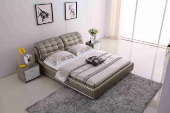 A8652-high quality upholstered leather king bed made by china luxury and modern furniture factory and company-furbyme