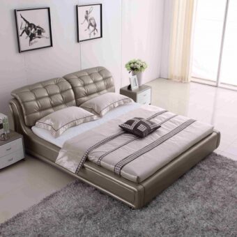 A8652-high quality upholstered leather king bed made by china luxury and modern furniture factory and company-furbyme