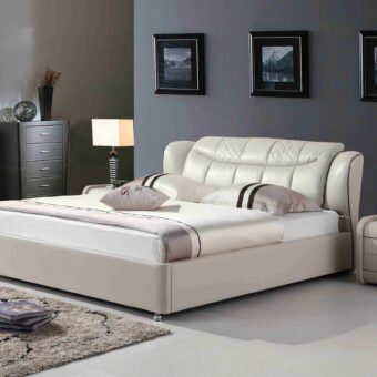 A8677-high quality upholstered leather king bed made by china luxury and modern furniture factory and company-furbyme