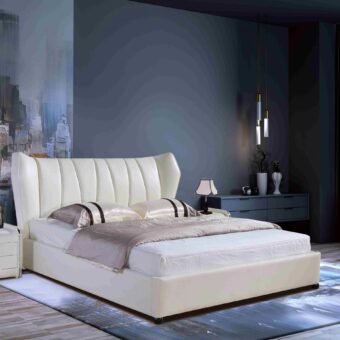 A8700-high quality upholstered leather king bed made by china luxury and modern furniture factory and company-furbyme
