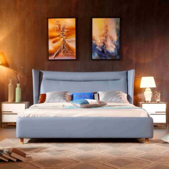 A8702-high quality upholstered leather king bed made by china luxury and modern furniture factory and company-furbyme