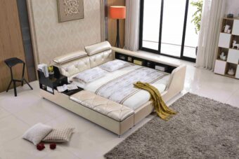 A8793-high quality upholstered leather king bed made by china luxury and modern furniture factory and company-furbyme