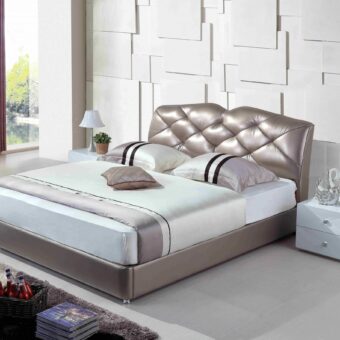 A8795-high quality upholstered leather king bed made by china luxury and modern furniture factory and company-furbyme