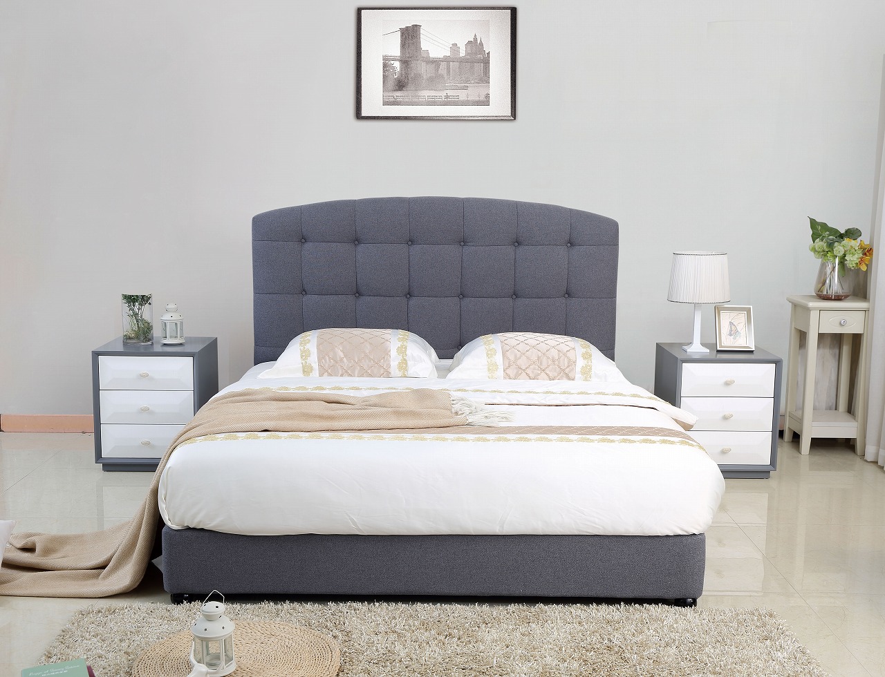 high quality upholstered fabric bed made by china luxury and modern furniture factory and company-furbyme