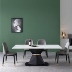 kdf703-china modern luxury home furniture metal slate mable top kitchen dining table supplier manufacturer factory company-furbyme (5)