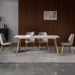 dkf741-china modern luxury home furniture metal slate mable top kitchen dining table supplier manufacturer factory company-furbyme